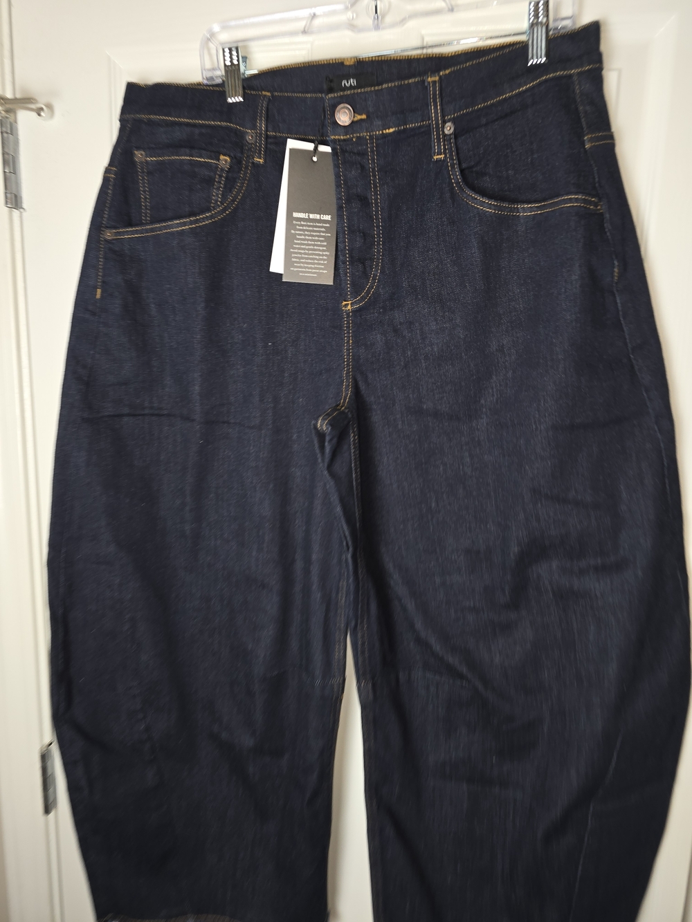 Ruti The Petite FearlessWide Leg Barrel Jeans 2.0 Dark Blue Wash Size 16p - Picture 2 of 9